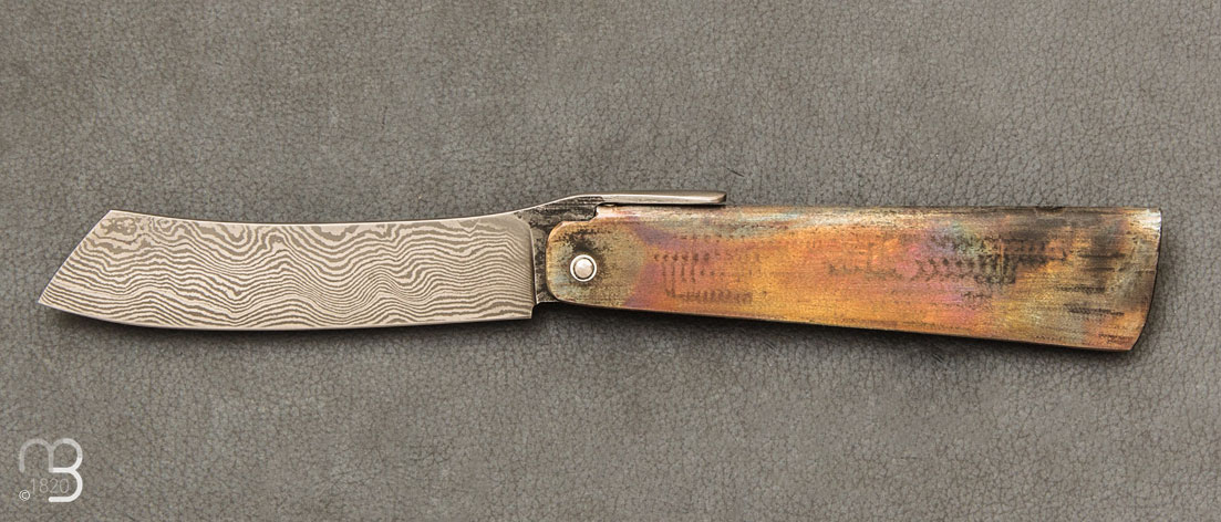 Couteau de poche Higo damas par Anthony Brochier
