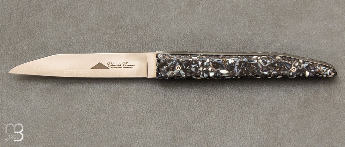 Couteau de poche "Le Terril" par Charles Canon - Manche coquilles de moules