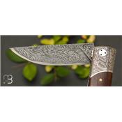 Damascus and Psitek lockback folding custom knife by Bruno Cappuccio