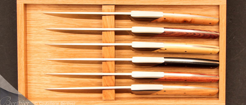 Coffret de 6 couteaux de table LE THIERS manches bois assortis par Florinox