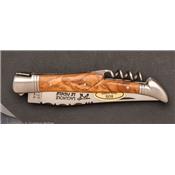 12cm Olive wood Laguiole pocket knife with corkscrew