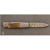 Couteau de poche Mammouth damas par J. Gustafsson