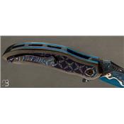 Couteau pliant custom de Peter Martin - Blued Lava Lamp Damascus