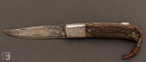 Couteau " Lock-Back  " hêtre et damas de Philippe Ricard