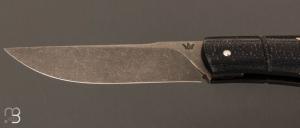  Couteau  "  Read " lock-back custom par Nicolas Weber - Micarta jute Night et lame en N690Co