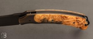    Couteau " 1310 " liner lock de SMZ Flammes de forge - Loupe d'érable Négundo et 80CrV2