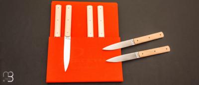 Set of 6 9.47 table knives with white handle by Perceval REF HB_94706