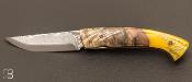 Couteau "1515" de poche par Manu Laplace - Fourche de peuplier résine nid d'abeille - Damas VG10 Suminagashi