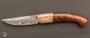   Couteau " 1515 " collection "1900" par Manu Laplace - Bois de fer/Mokume et Damas