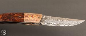   Couteau " 1515 " collection "1900" par Manu Laplace - Bois de fer/Mokume et Damas