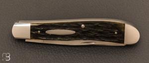 Couteau  "2 lames " custom de Eugene Shadley - Jigged bone et 154CM
