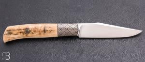   Couteau " Alpin " par Stephen Taillandier - Ivoire de Mammouth / damas et Elmax