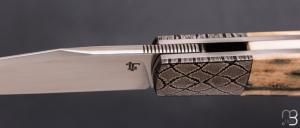   Couteau " Alpin " par Stephen Taillandier - Ivoire de Mammouth / damas et Elmax
