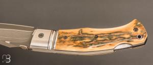  Couteau " BAD ASS " custom par Raphaël Durand - Ivoire de mammouth et lame Suminagashi SGPS