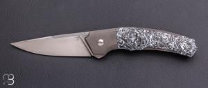    Couteau " Back flipper " custom par Florian Dreyer FD-Knives - Fibre de carbone et RWL34