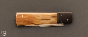 Couteau "  Barlow " pliant custom par Nicolas Weber - Ivoire de mammouth et lame en RWL34