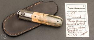  Couteau "Barlow" custom par Romain Lopez - Ivoire de mammouth et Damasteel