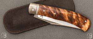    Couteau  " Big Trapper " par Laurent Gaillard - Fourche de peuplier stabilisée et 90McV8