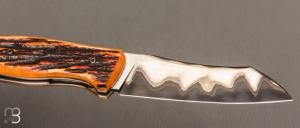 Couteau " Bluff " liner lock par Olivier Ouertal - Os cerfé et Sandinox
