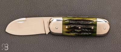  Couteau  "  Bouledogue  " Os cerfé et N690 par Erwan Pincemin