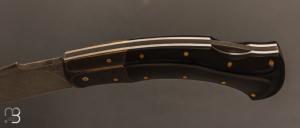  Couteau " Buzzard " pliant custom par Nicolas Weber - Ebène et lame en RWL34