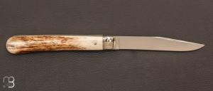 Couteau  " Chasse " custom  par Adrien Vautrin - Bois de cerf et 14c28n