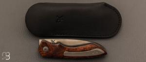 Couteau  "  Chevêche" liner-lock par Nicolas Kowal - Bois de fer d'Arizona et lame en RWL34