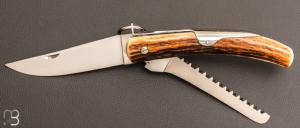   Couteau  de chasse Cornillon 2 pi�ces 13CM Bois de cerf par J. Mongin