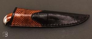  Couteau droit  "  Custom " par Charlie Bennica - Corne de buffle et bois de pernambuco