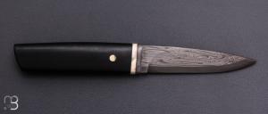 Couteau Droit de collection par Jean Paul Sire - Ébène du Gabon et Damas enroulé