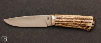 Couteau Droit Vintage bois de cerf et lame forgée par Jean Paul SIRE