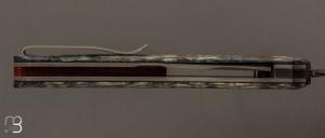 Couteau " Emberiza " Liner-Lock par Olivier Lamy - Skua Coutellerie - Frêne du Japon teinté et stabilisé et damas