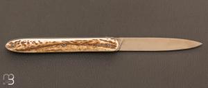  Couteau "  l'Épicurien " de poche Liner 12cm bois de cerf