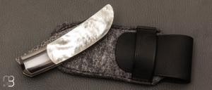   Couteau  "  Foxy " custom par Maxime Belzunce - Nacre et damas "Nebula"