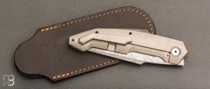  Couteau " Frame-lock " custom par Romain Lopez - Titane et Damasteel