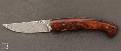 Couteau "Globetrotter" custom par Manu Laplace - Atelier 1515 - Bois de fer et Damas