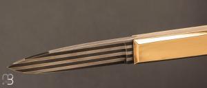  Couteau " Hemi  " pompe arrière laiton et lame damas par Nicolas Couderc