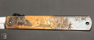    Couteau Higonokami gravé par Mali Irie - Tigre