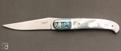     Couteau  "  Interprétation Laguiole " custom de Stéphane Sagric - Nacre et RWL34