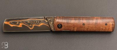    Couteau " Kosto " custom de Michel Grini - Micarta vintage et lame en Tigermaï
