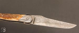   Couteau " Laguiole Authentique 13 cm" par Rozelier Fabien - Ty Coutelier - Ivoire de mammouth et lame damas