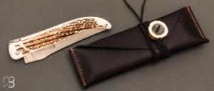   Couteau " Laguiole Grand Air 14,5 cm" par Rozelier Fabien - Ty Coutelier - Bois de cerf