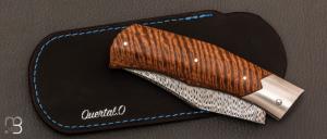  Couteau  "  Lazy Clip " de collection par Olivier Ouertal - Manguier ondé et lame damas plume