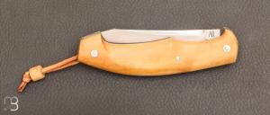 Couteau " Le 41 " custom en buis et lame en RWL34 par Frédéric Collin