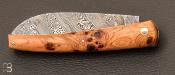 Couteau Le Liadou génevrier 12 cm - Lame damas et platines ciselées