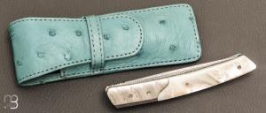   Couteau " Le Thiers " de poche custom par Des Horn - Nacre et Damas