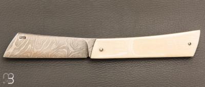   Couteau " London " custom par Samuel Guichard - Ivoire de mammouth et damas de Mickael Moing