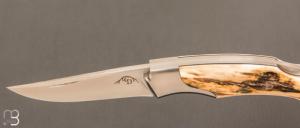 Couteau " Lutra Mini " Lock-back custom par Cyril Doche - Ivoire de mammouth et RWL34