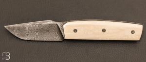   Couteau " Mastard " custom par Christophe Arbogast - Ivoire de mammouth et lame damas de Samuel Lurquin