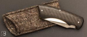   Couteau " Midnight " slipjoint custom par Olivier Ouertal - Fibre de carbone et lame en RWL34